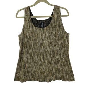 Teatro Dei Sogni Italy Wool Textured Knit Blend Tank Top Green, Brown Boho Sz 18